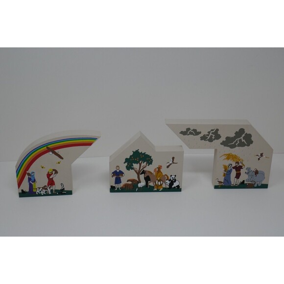 Cat's Meow 3 Piece Hand Painted Noahs Ark Rainbow - Picture 4 of 11